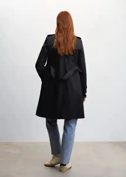 Gabardina Trench Polana Negro Talla 25 Mujer Mango