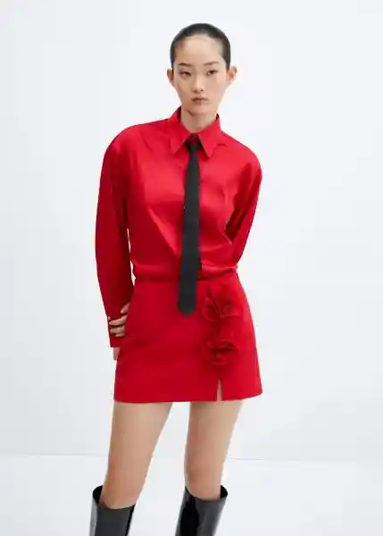 Falda Lola Rojo Talla 34 Mujer Mango