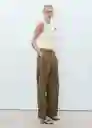 Pantalón Carlos Khaki Talla 36 Mujer Mango