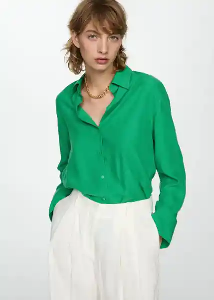 Camisa Lima Verde Talla XL Mujer Mango