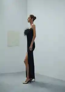 Vestido Plumi Negro Talla L Mujer Mango