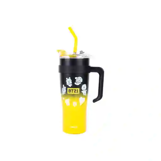 Vaso de De Pared Simple Con Asa Serie Bt21 Amarillo Miniso