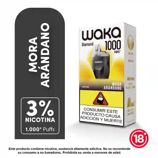 Waka Vapeador Mini Diamond Blackberry Blueberry 3% 1000 Puff