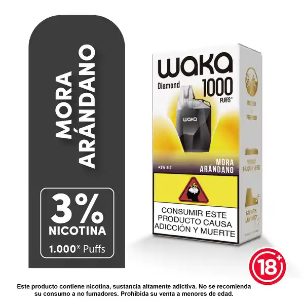 Waka Vapeador Mini Diamond Blackberry Blueberry 3% 1000 Puff