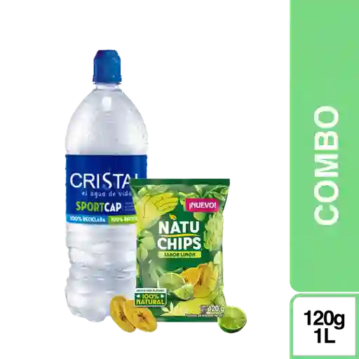 Combo Snack Natuchips Limón 120 g + Agua Cristal Pet 1 L