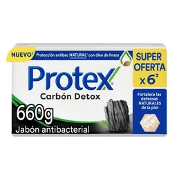 Jabón Antibacterial Protex Carbón Detox 110 g X6