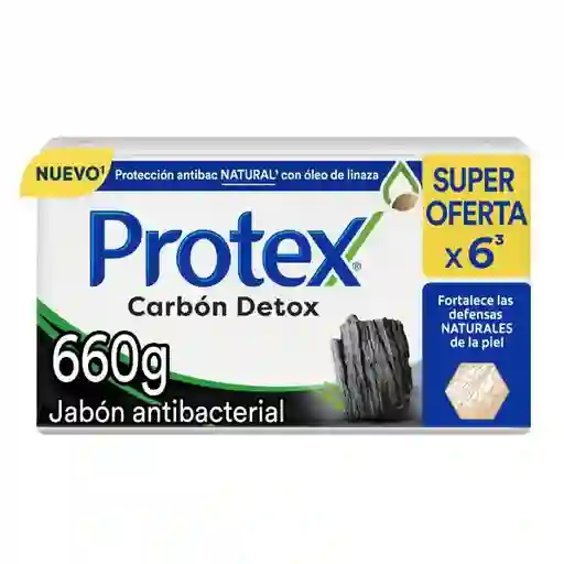 Jabón Antibacterial Protex Carbón Detox 110 g X6