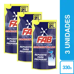 3 x Fab Detergente Liquido Ultraconcentrado 330 mL