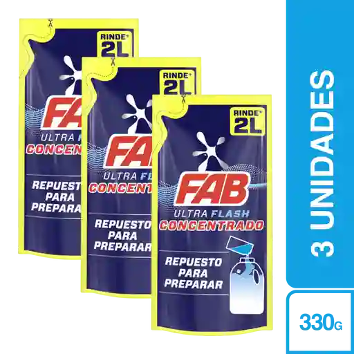 3 x Fab Detergente Liquido Ultraconcentrado 330 mL