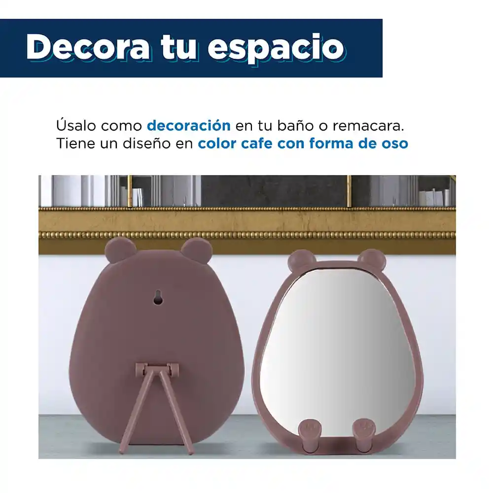 Espejo Tocador Lovely Bear Soporte Para Teléfono Marron Miniso