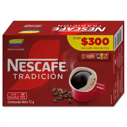 Café instantáneo NESCAFÉ Tradición 48 sobres x 1.5g c/u