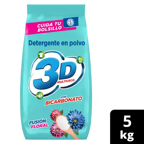 3D Detergente en Polvo Frangancia Floral 5 Kg