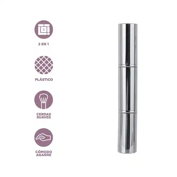 Brocha de Maquillaje Retráctil Doble Punta Serie Gris Miniso