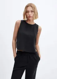 Blusa Toffe-W Negro Talla L Mujer Mango