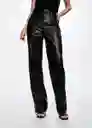 Pantalón High Negro Talla 38 Mujer Mango