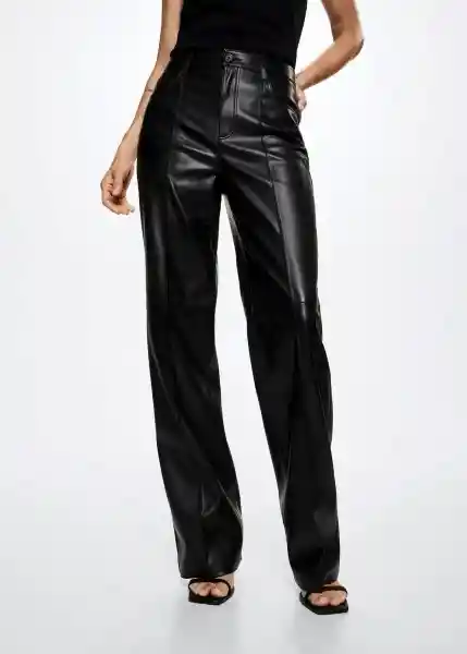 Pantalón High Negro Talla 38 Mujer Mango