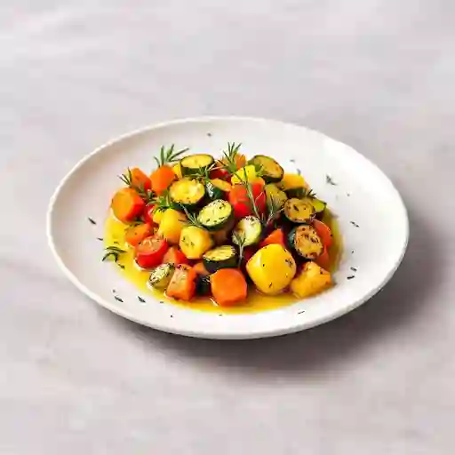 Vegetales Al Horno Con Ajo, Romero Y Aceite De Oliva