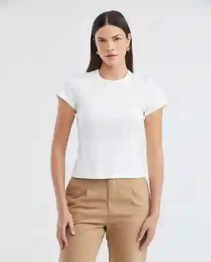 Ribbed Crewneck Top Crudo Prístino Claro Talla L Mujer Chevignon