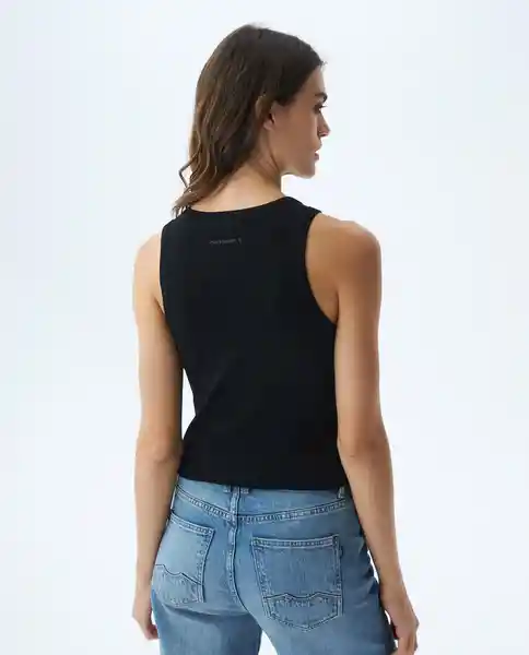 Camiseta Essential Ribbed Femenino Negro Sombrio L Chevignon