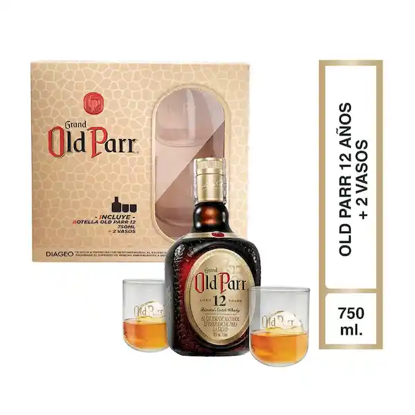 Old Parr Whisky 12 Años + Vasos