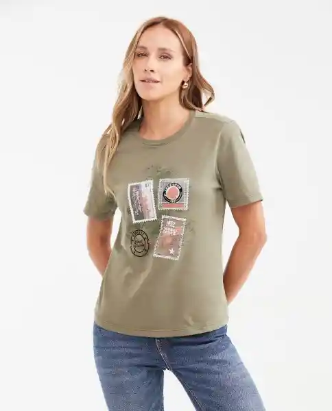 Camiseta Graphic Postal Verde Cerro Oscuro Talla S Chevignon
