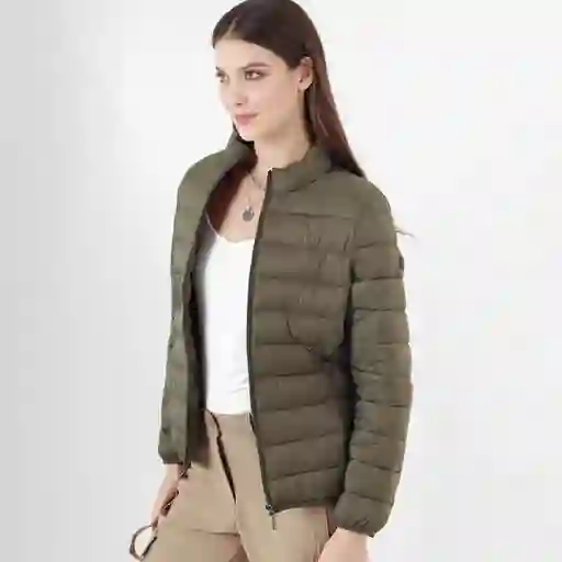 Chaqueta Cuello Alto Manga Larga Café Talla L 726184