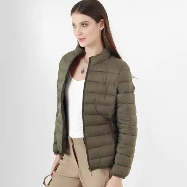 Chaqueta Cuello Alto Manga Larga Café Talla L 726184