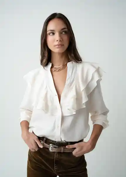 Camisa Tuffi Mujer Crudo Marfil Claro Talla L 512G381 Naf Naf
