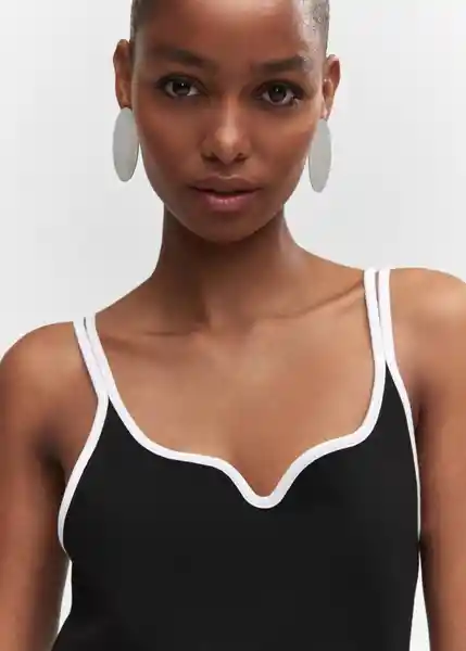 Top Brie Negro Talla M Mujer Mango