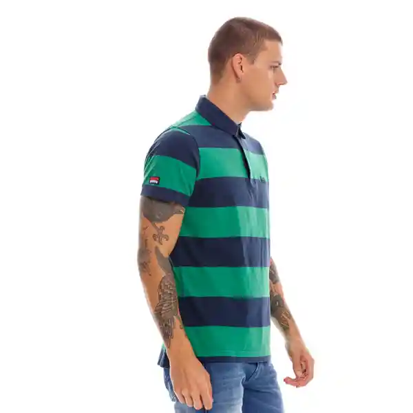 Superdry Camiseta Polo Academy Stripe Verde Rayas Negras Talla S