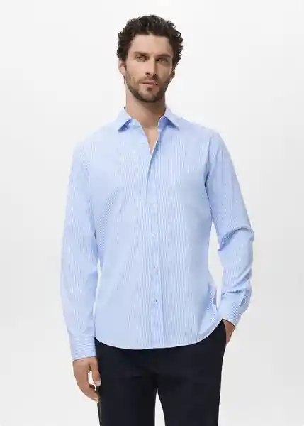 Camisa Playr Celeste Talla M Hombre Mango