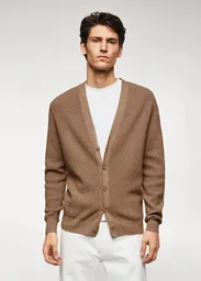 Saco Cardigan Nizac Camel Talla L Hombre Mango