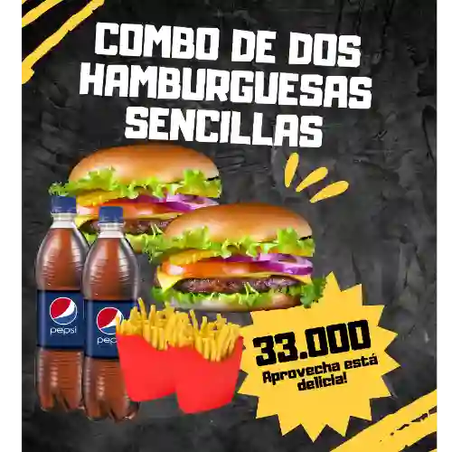 Combo de Dos Hamburguesas Sencillas