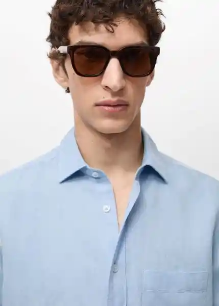 Camisa Avispa Celeste Talla L Hombre Mango
