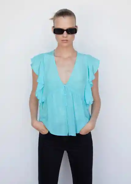 Blusa Sandro Azul Talla S Mujer Mango
