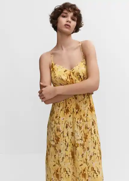 Vestido Polimo Amarillo Talla 18 Mujer Mango