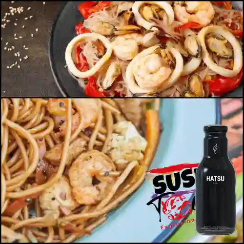 Combo Wok Mariscos Especial. + Hatsu Negro 400 ml