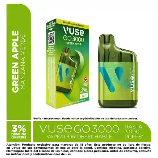 Vuse Go Vapeador Apple Sour 3000 Puffs