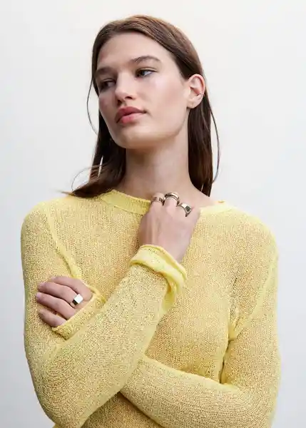 Jersey Yelly Amarillo Pastel Talla L Mujer Mango