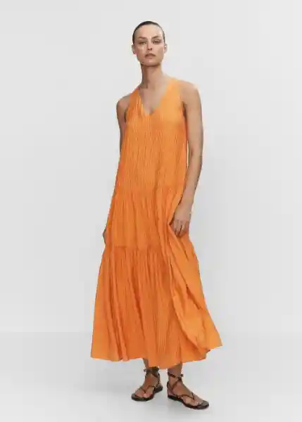 Vestido Sofia Naranja Talla 18 Mujer Mango