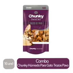 16 x Chunky Alimento Humedo Para Gato Tozos de Pavo