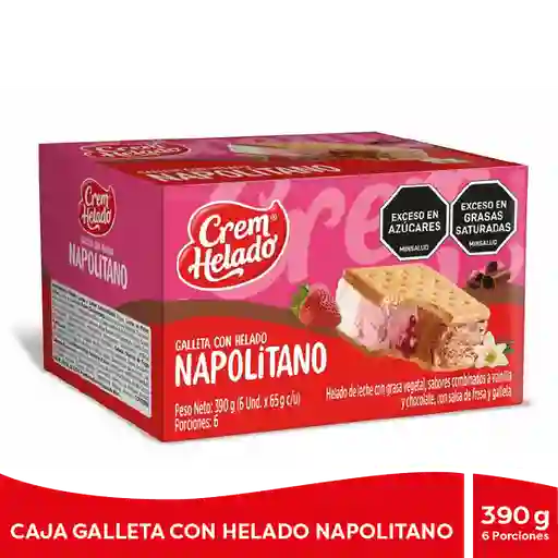 Crem Helado Galleta Con Helado Napolitano 65 g x 6 Und