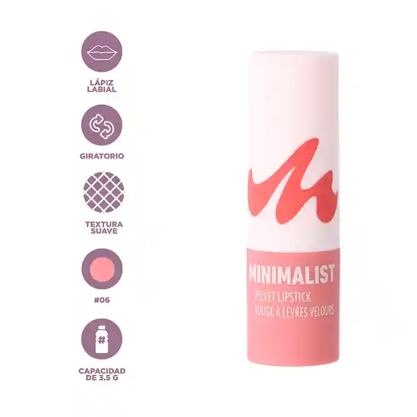 Lápiz Labial Velvet Serie Minimalist Serie 06 Miniso