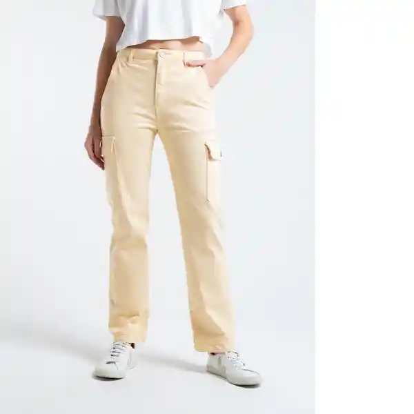  Pantalon Saray Mujer Amarillo Luminoso Claro Talla 8 Naf-Naf 