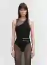 Cinturón Mosketon Negro Talla M Mujer Mango