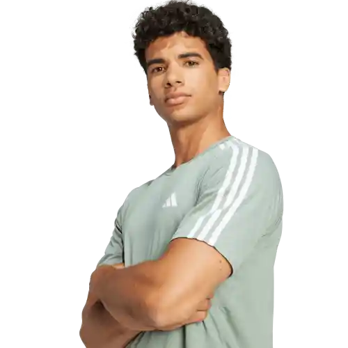 Adidas Camiseta Tr-Es Base 3S Manga Corta de Hombre Verde S