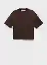 Camiseta Pico Marrón Talla L Mujer Mango