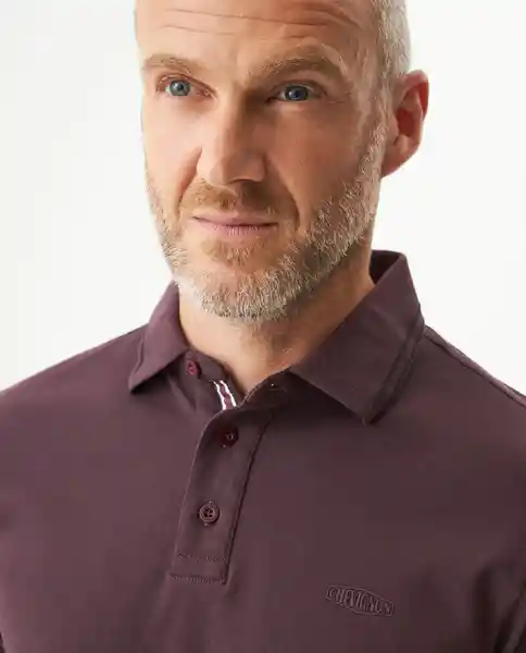 Camiseta Striped Trim Polo Hombre Morado Sombrio T L Chevignon