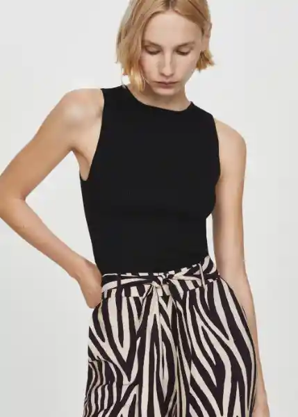 Pantalón Plumas Negro Talla M Mujer Mango