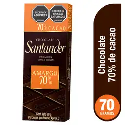 Santander Barra de Chocolate Amargo 70 % Cacao